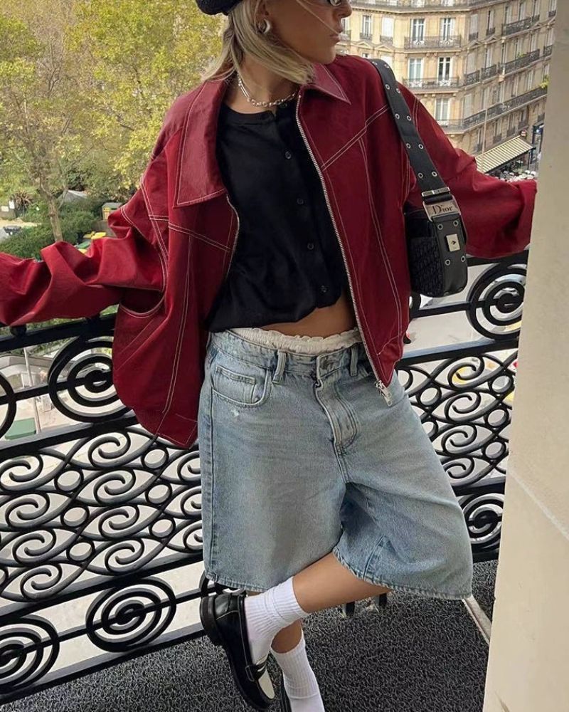 Heidi-Mode | Übergroße Genähte Lederjacke