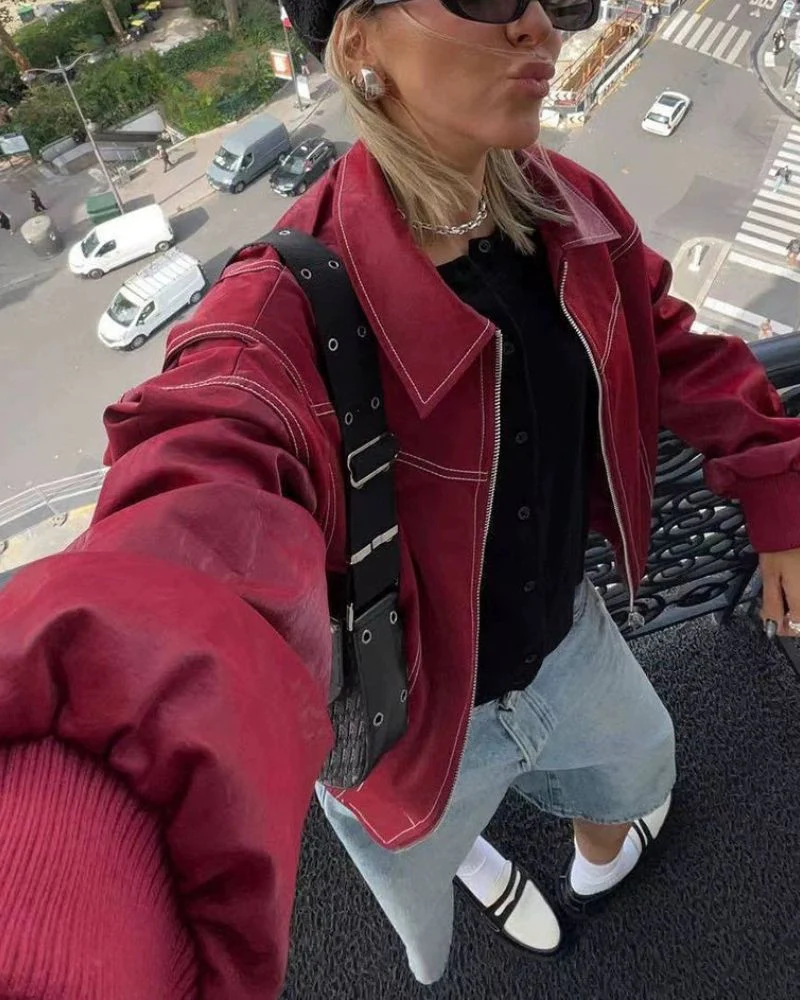 Heidi-Mode | Übergroße Genähte Lederjacke - Image 2