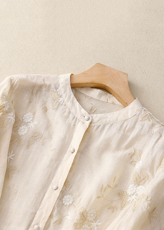 Heidi-Mode | Bestickte Baumwoll Leinen Bluse