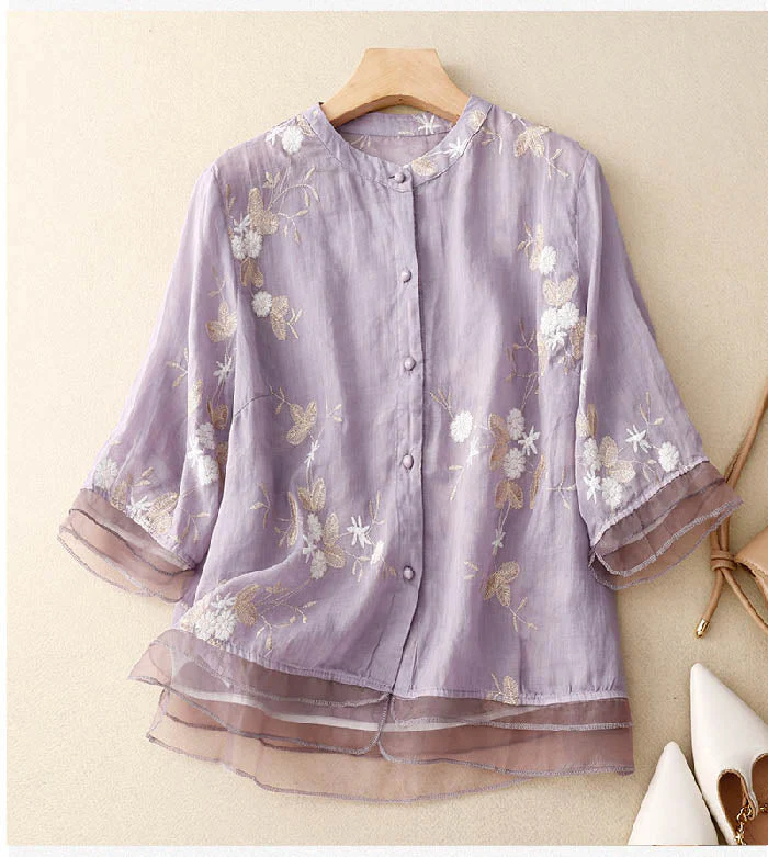 Heidi-Mode | Bestickte Baumwoll Leinen Bluse - Image 7