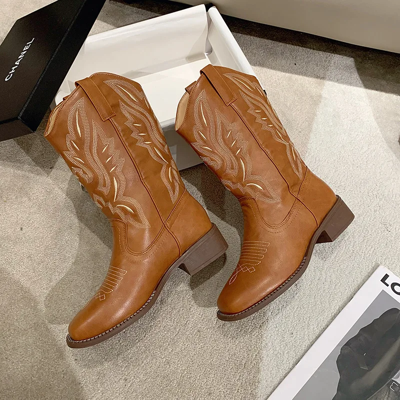Heidi-Mode | Bestickte Cowboystiefel Aus Leder für Damen - Image 5