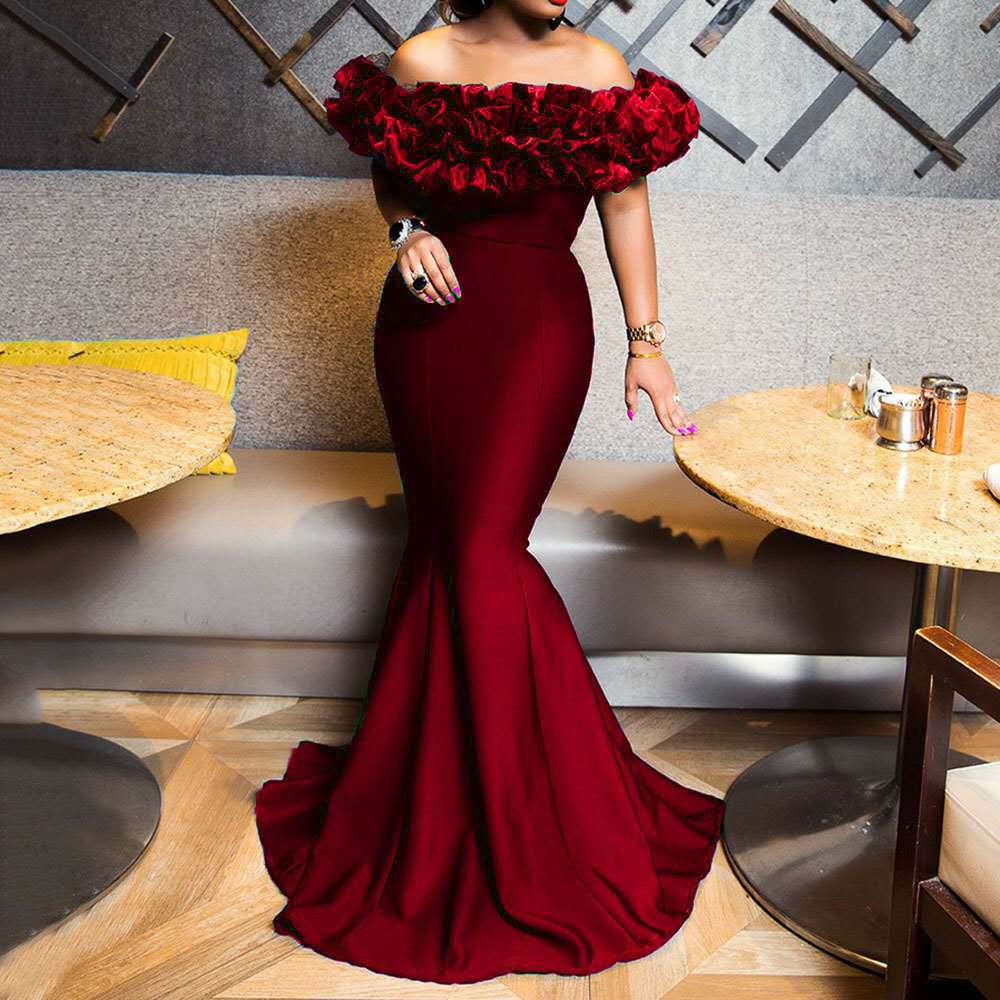 Heidi-Mode | Blatt Rüsche Ein Schulter Figurbetont Mini Zug Kleid - Image 2