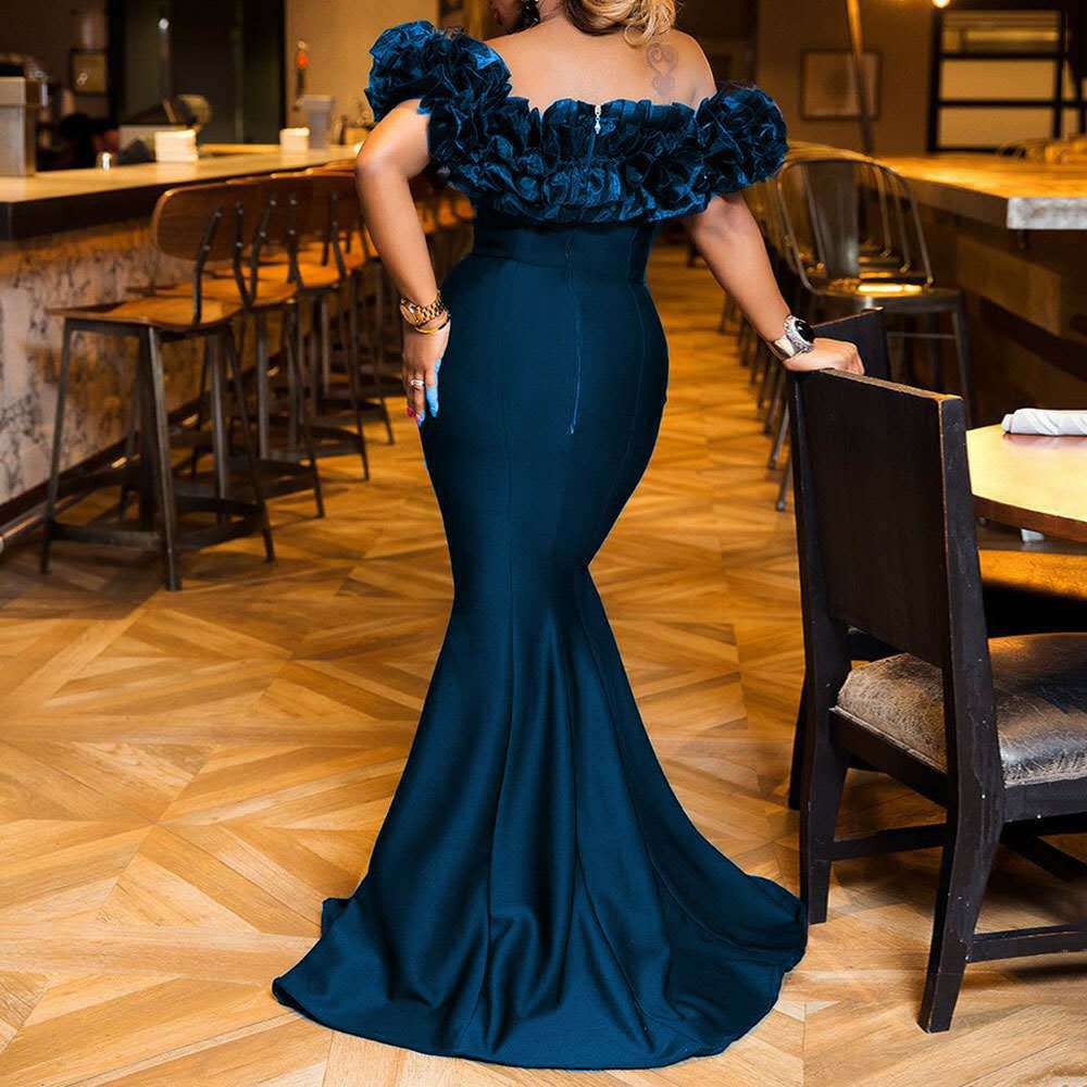 Heidi-Mode | Blatt Rüsche Ein Schulter Figurbetont Mini Zug Kleid - Image 4