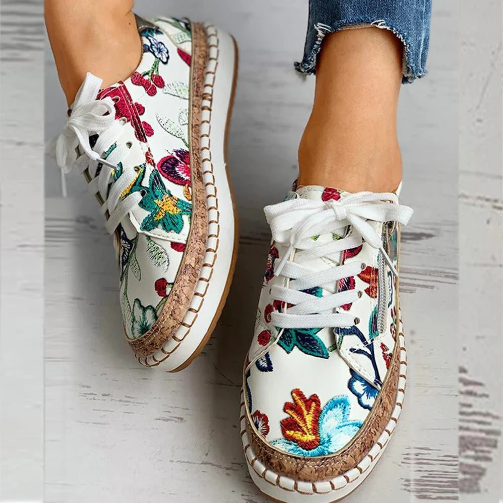 Heidi-Mode | Floral Orthopädische Reißverschluss Sneaker - Image 2