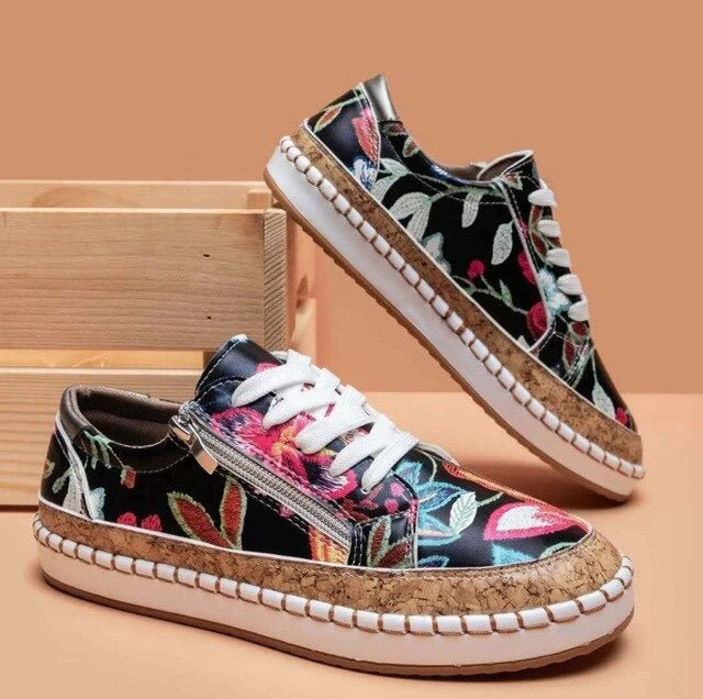 Heidi-Mode | Floral Orthopädische Reißverschluss Sneaker - Image 4
