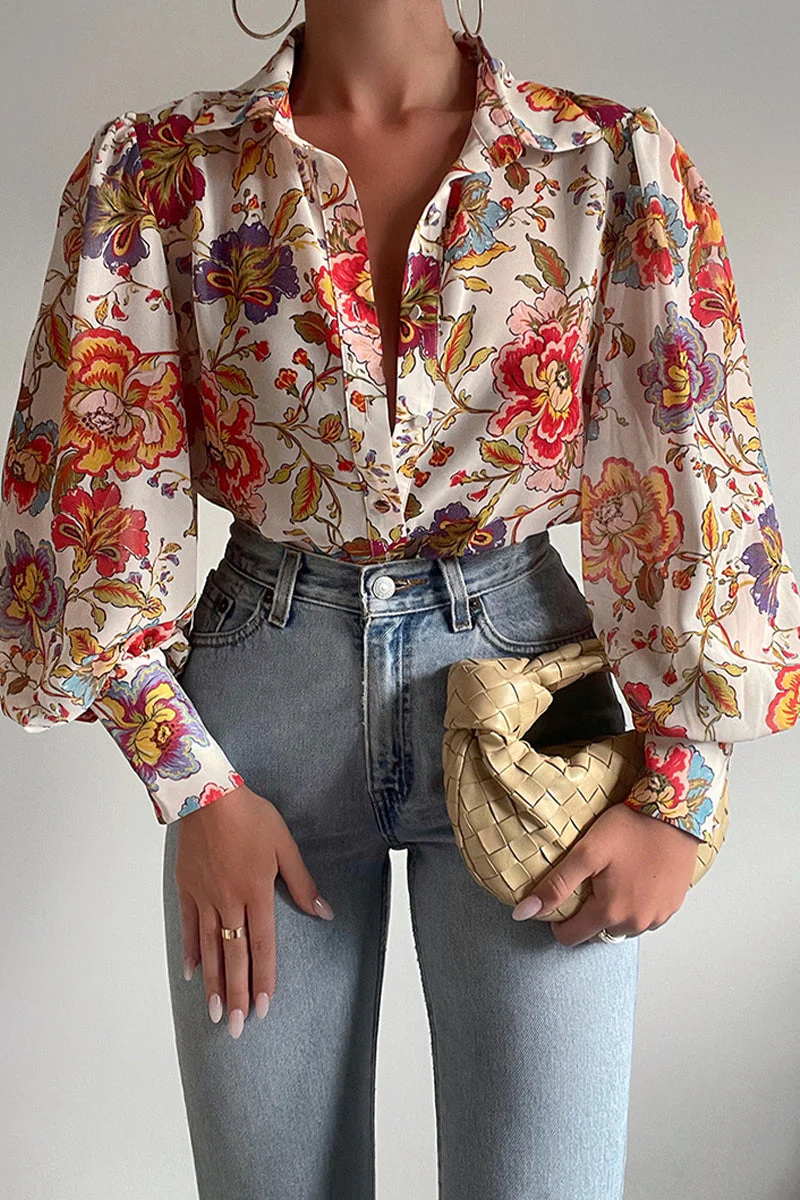 Heidi-Mode | Blumenbluse mit Puffärmeln für Damen - Image 6