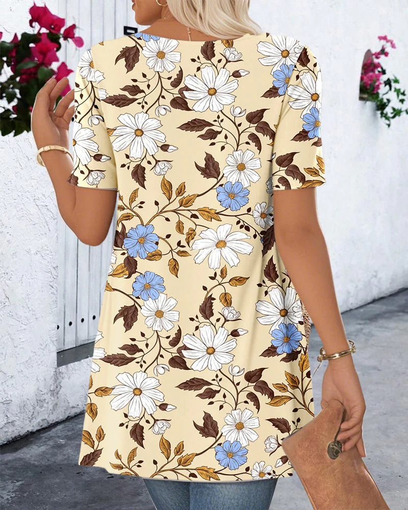 Heidi-Mode | Bluse Fake Zweiteiler Blumenmuster - Image 2