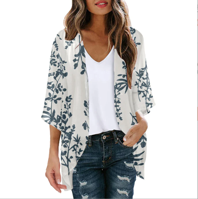 Heidi-Mode | Bluse Fake Zweiteiler Blumenmuster - Image 6