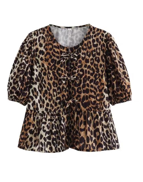 Heidi-Mode | Bluse mit Leopardenmuster und Schleife - Image 4