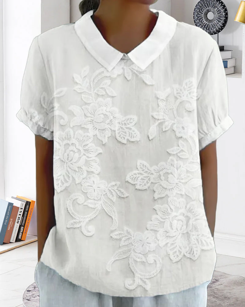 Heidi-Mode | Bluse mit Revers Druck Einfarbig