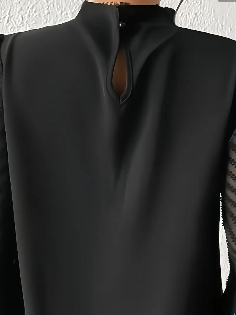 Heidi-Mode | Bluse Schicker Plissierter Top mit Netzärmeln für Damen - Image 3