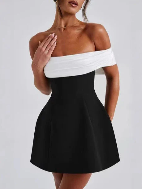Heidi-Mode | Bodycon Kleid Schulterfrei Eleganter Slim Fit Knielange Partykleidung