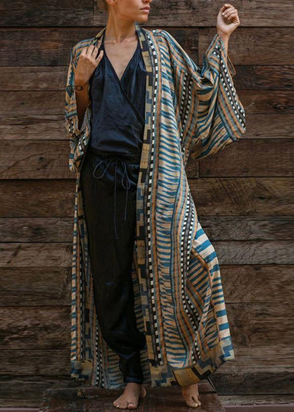 Heidi-Mode | Bohemian Blau Geometrisches Print Kleid