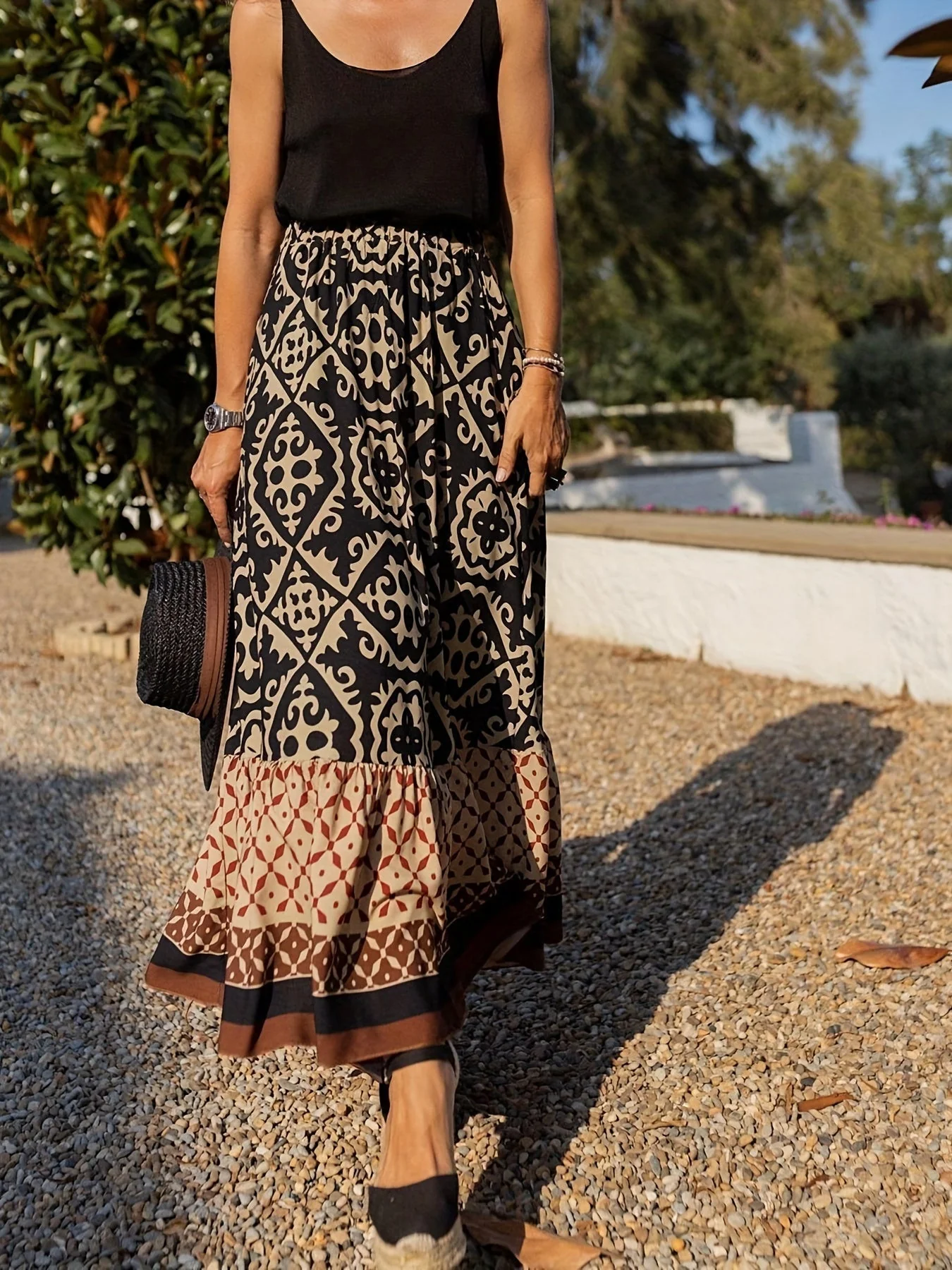 Heidi-Mode | Boho Lange Rock mit Print