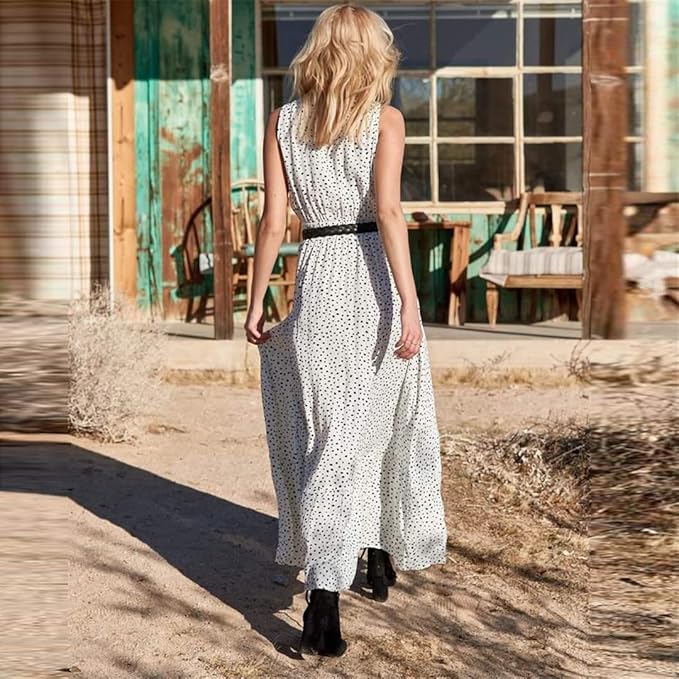Heidi-Mode | Bohemian-Patchwork-Kleid mit V-Ausschnitt und A-Linie In Punkten - Image 8