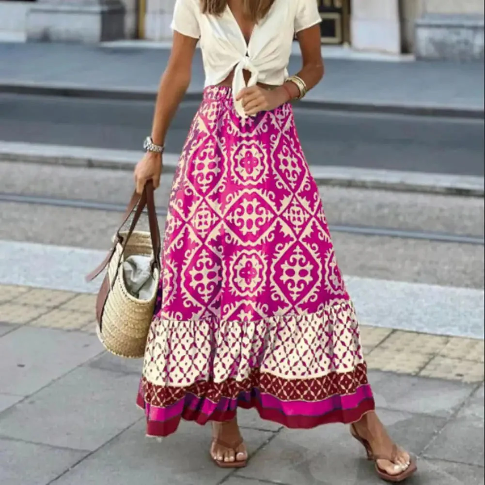 Heidi-Mode | Boho Print Maxi Rock für Damen