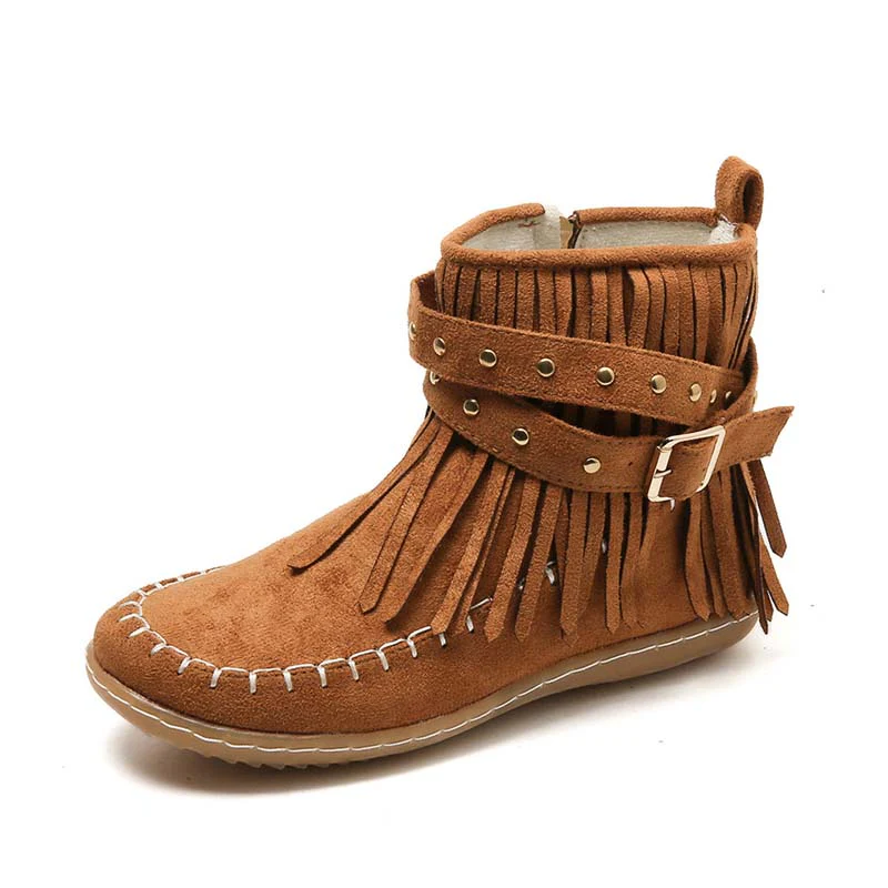 Heidi-Mode | Boho Stiefelette mit Fransen und Schnallen für Damen - Image 22
