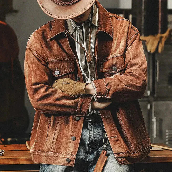 Heidi-Mode | Braune Denim Jacke für Herren