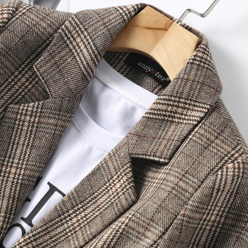 Heidi-Mode | Büro Damen Kariert Blazer Langarm Lässig Jacke - Image 4