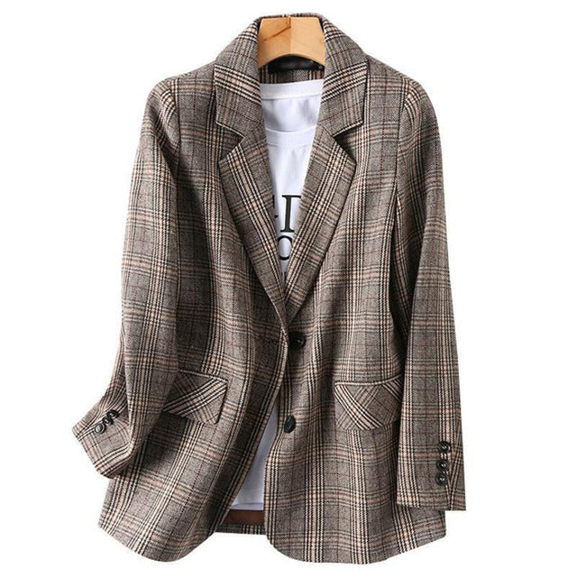 Heidi-Mode | Büro Damen Kariert Blazer Langarm Lässig Jacke - Image 7