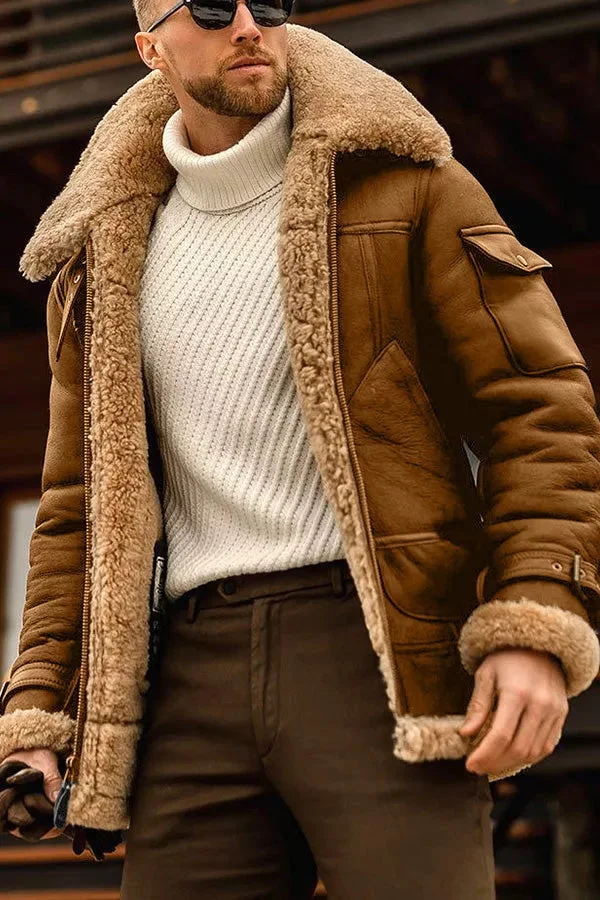 Heidi-Mode | Camel Stilvolle Fliegende Lederjacke für Männer - Image 2