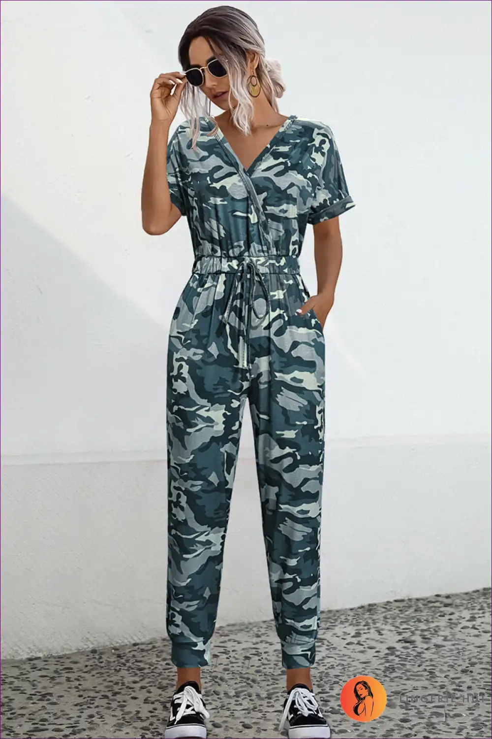 Heidi-Mode | Camo V-Ausschnitt Bindesprunganzug - Müheloser Sommer Cool - Image 2