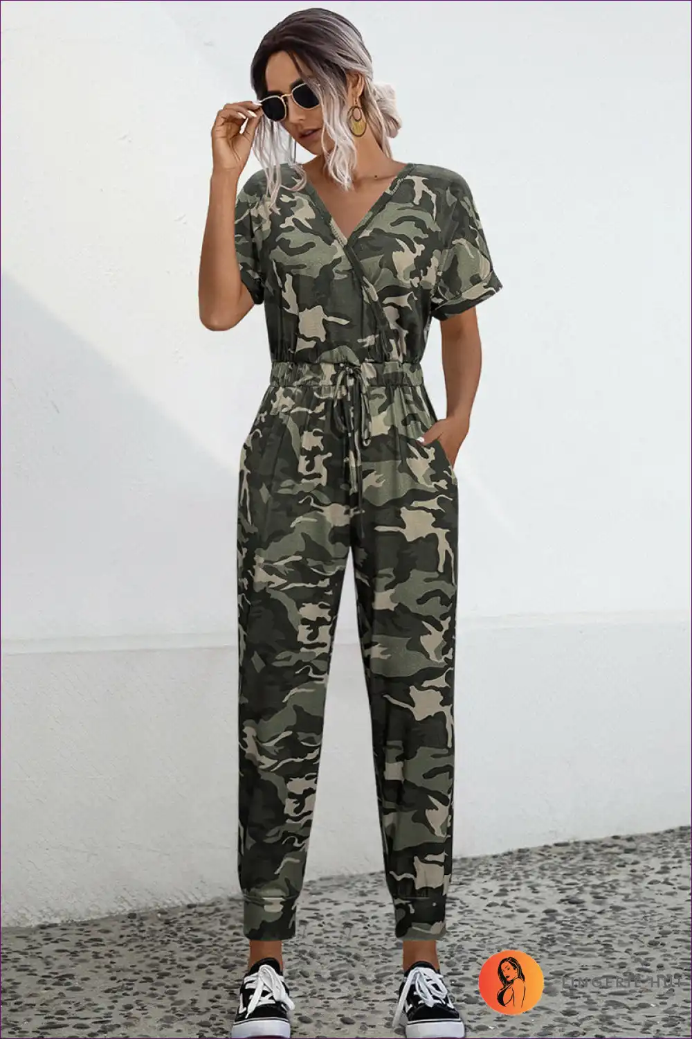 Heidi-Mode | Camo V-Ausschnitt Bindesprunganzug - Müheloser Sommer Cool - Image 3