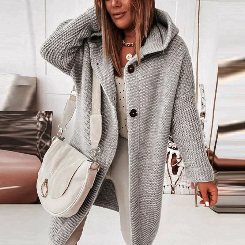 Heidi-Mode | Lange Warme Strickjacke mit Kapuze - Image 11