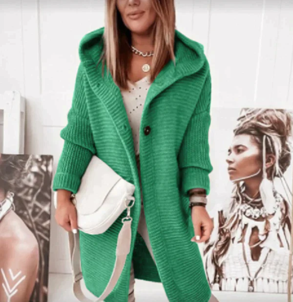 Heidi-Mode | Lange Warme Strickjacke mit Kapuze - Image 5