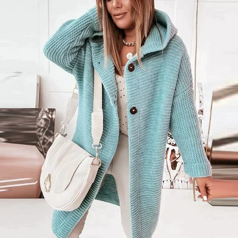 Heidi-Mode | Lange Warme Strickjacke mit Kapuze - Image 9