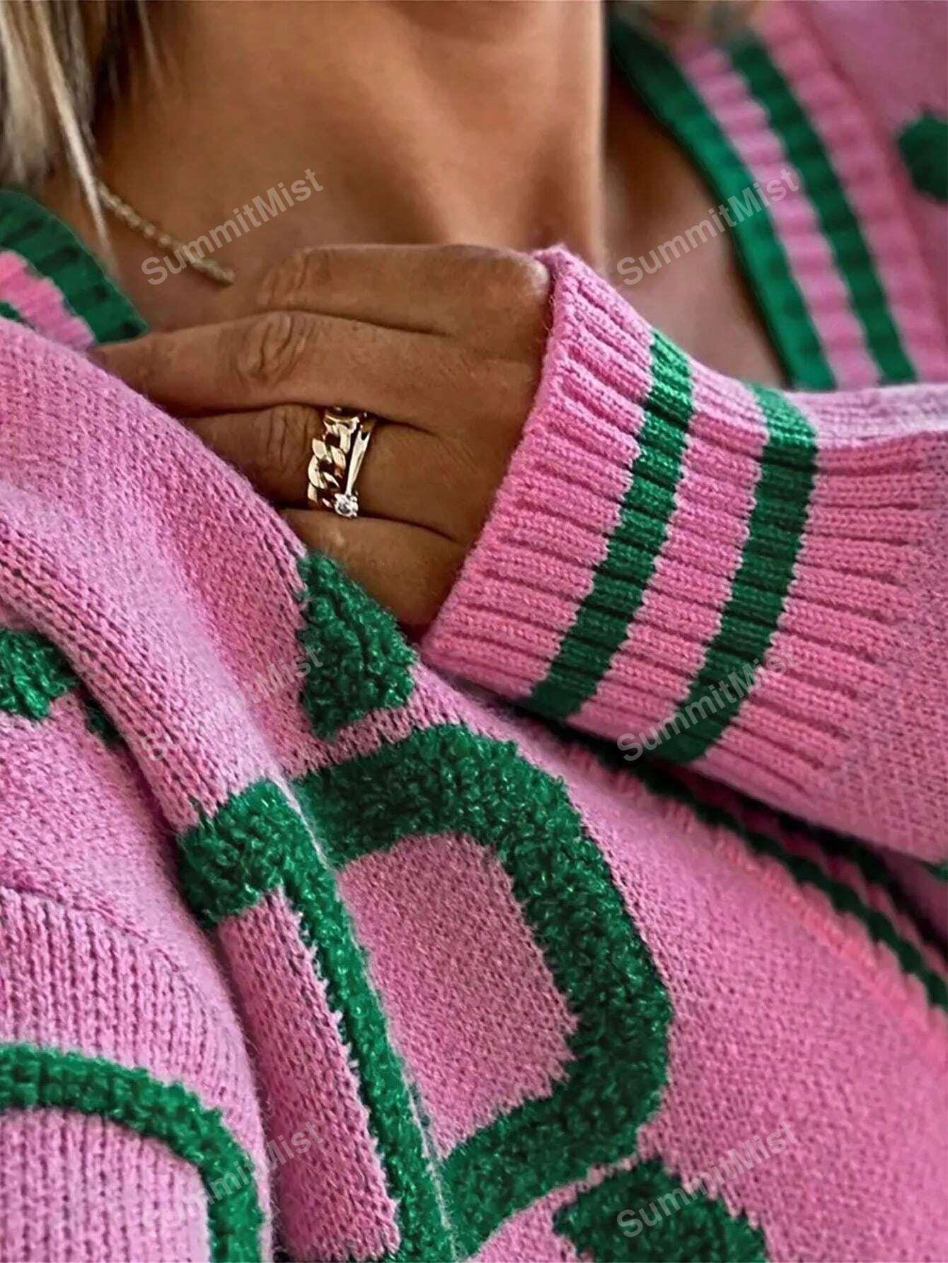 Heidi-Mode | Strickjacke mit Grafischen Drucken für Damen