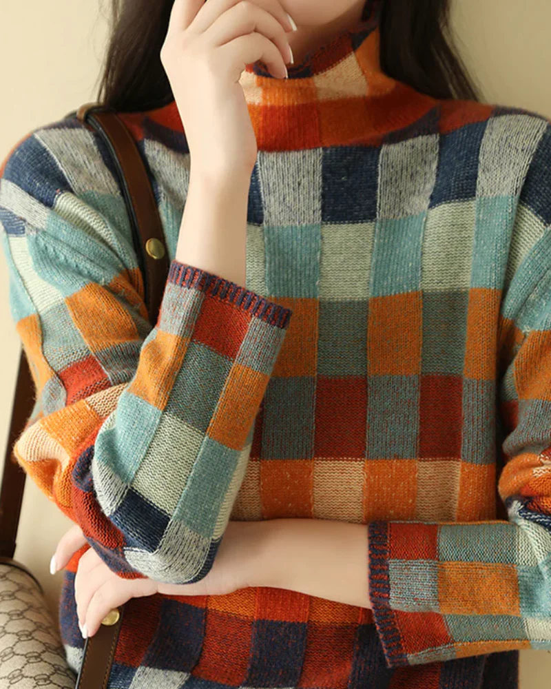 Heidi-Mode | Kaschmere Luxe Patchwork Rollkragenpullover