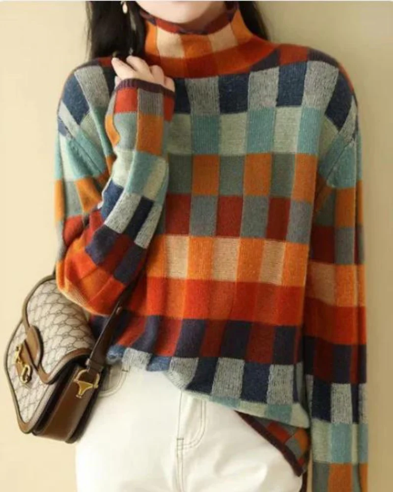 Heidi-Mode | Kaschmere Luxe Patchwork Rollkragenpullover - Image 2