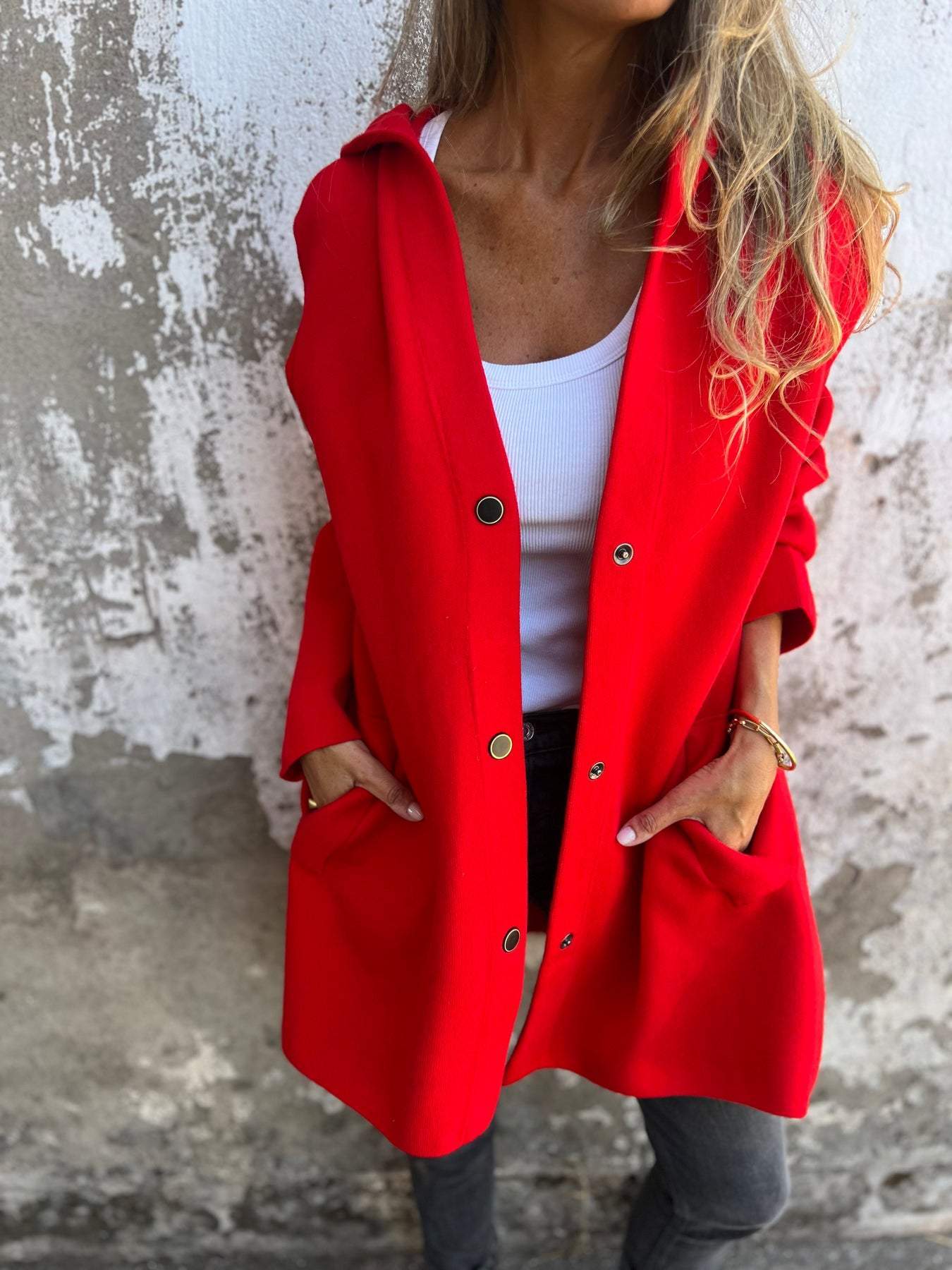 Heidi-Mode | Lässige Einreiher Blazer mit Kapuze - Image 4