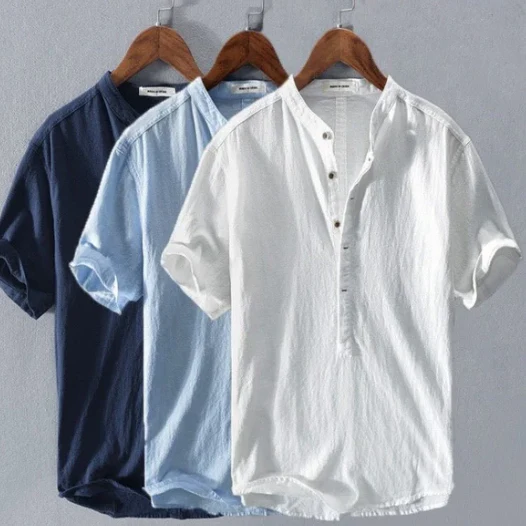 Heidi-Mode | Casual Henley T Shirt mit Knopfleiste und Kurzarm
