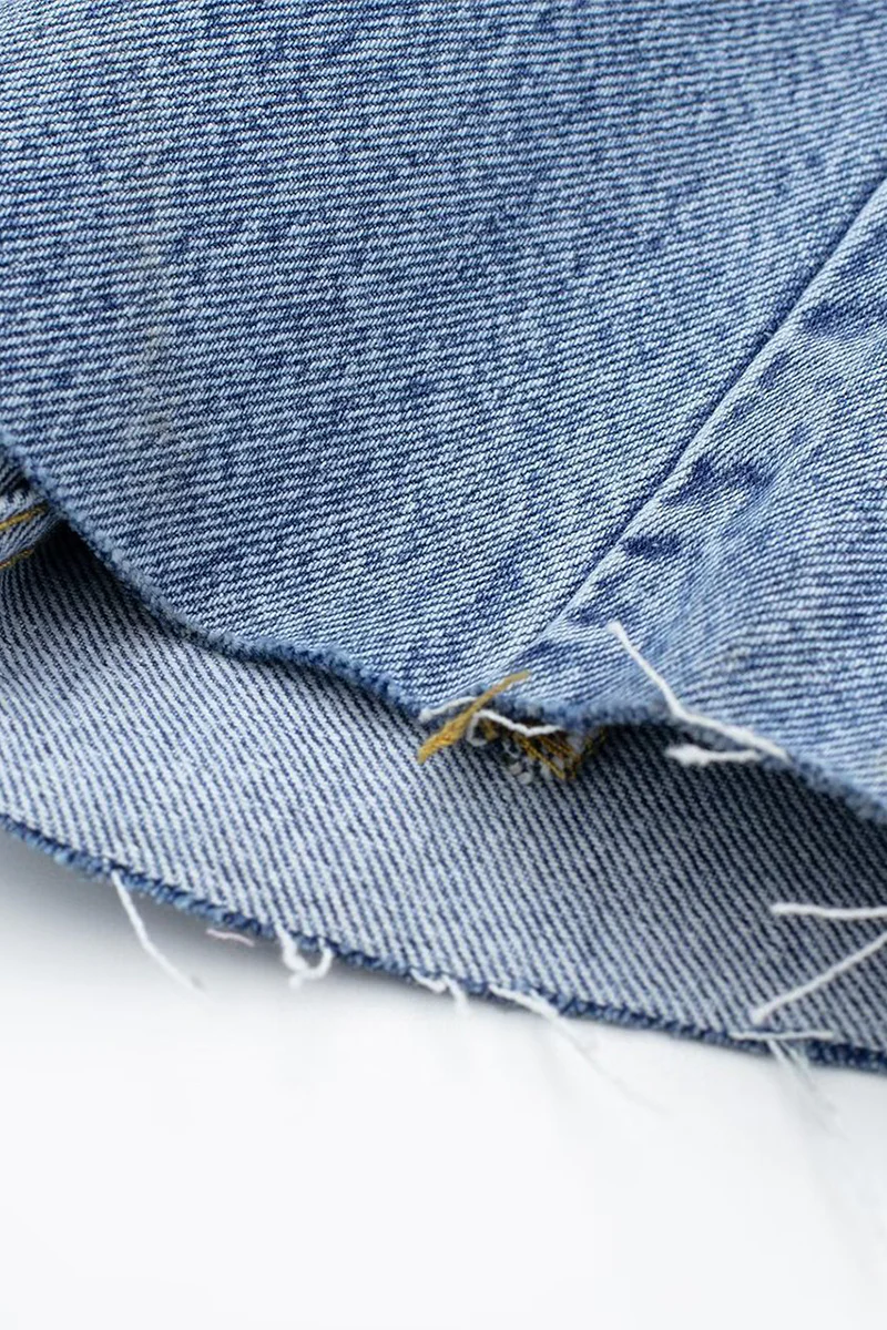 Heidi-Mode | Lässiger Street Einfarbiger Taschenknopf Umlegekragen Lange Ärmel Lockere Denim Overalls - Image 10