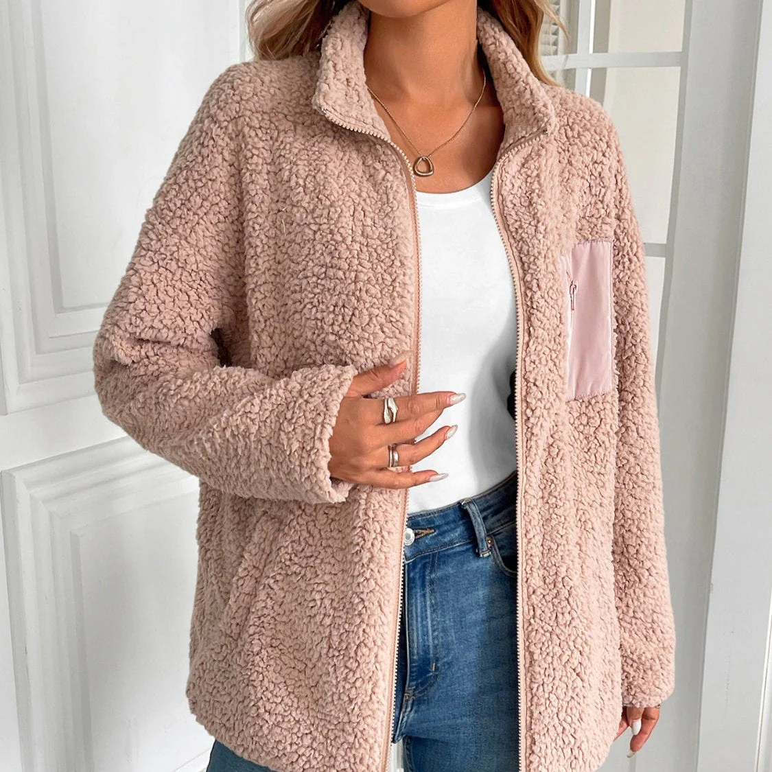 Heidi-Mode | Lässige Winter Zip-Up Fuzzy Jacke für Damen - Image 4
