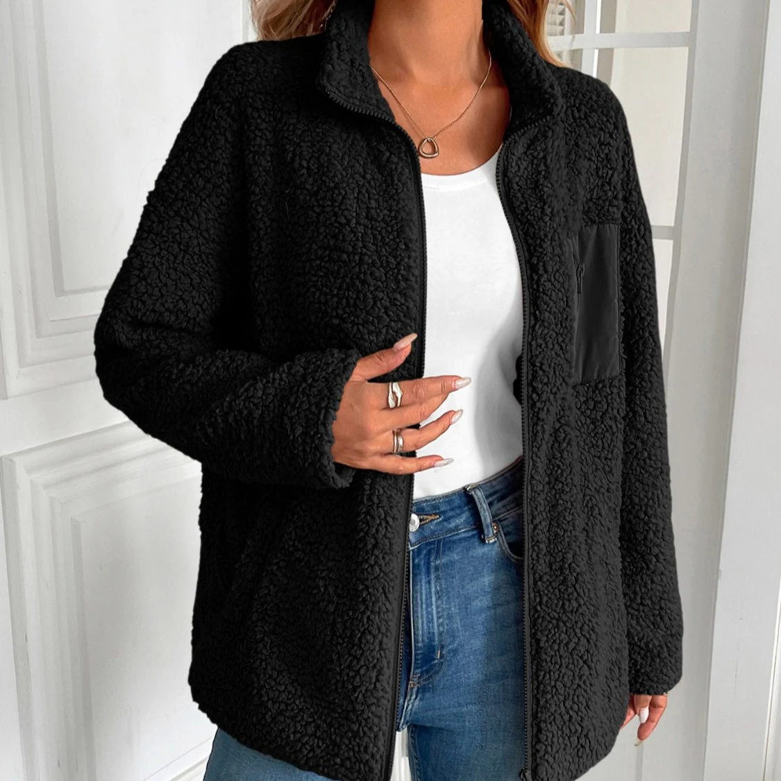 Heidi-Mode | Lässige Winter Zip-Up Fuzzy Jacke für Damen - Image 5