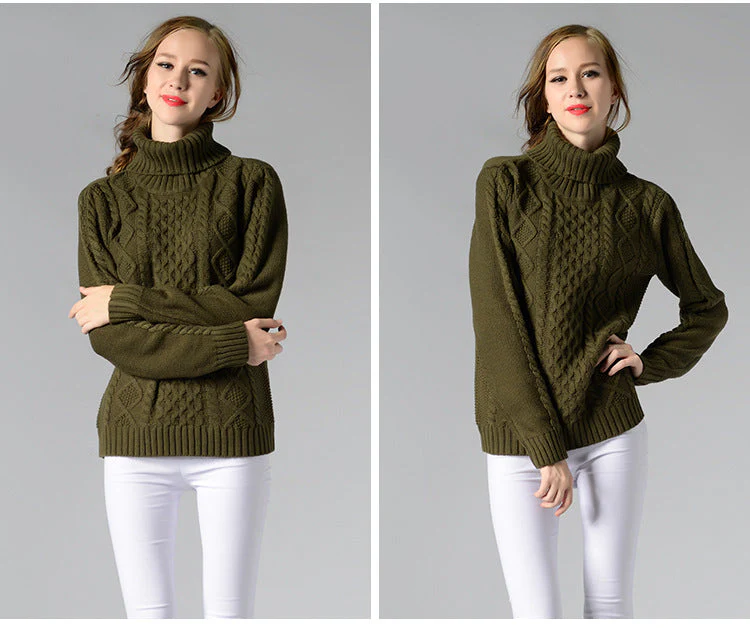 Heidi-Mode | Damen Rollkragenpullover mit Langen Ärmeln und Kabelstrick - Image 13