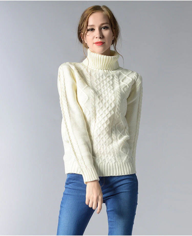Heidi-Mode | Damen Rollkragenpullover mit Langen Ärmeln und Kabelstrick - Image 2