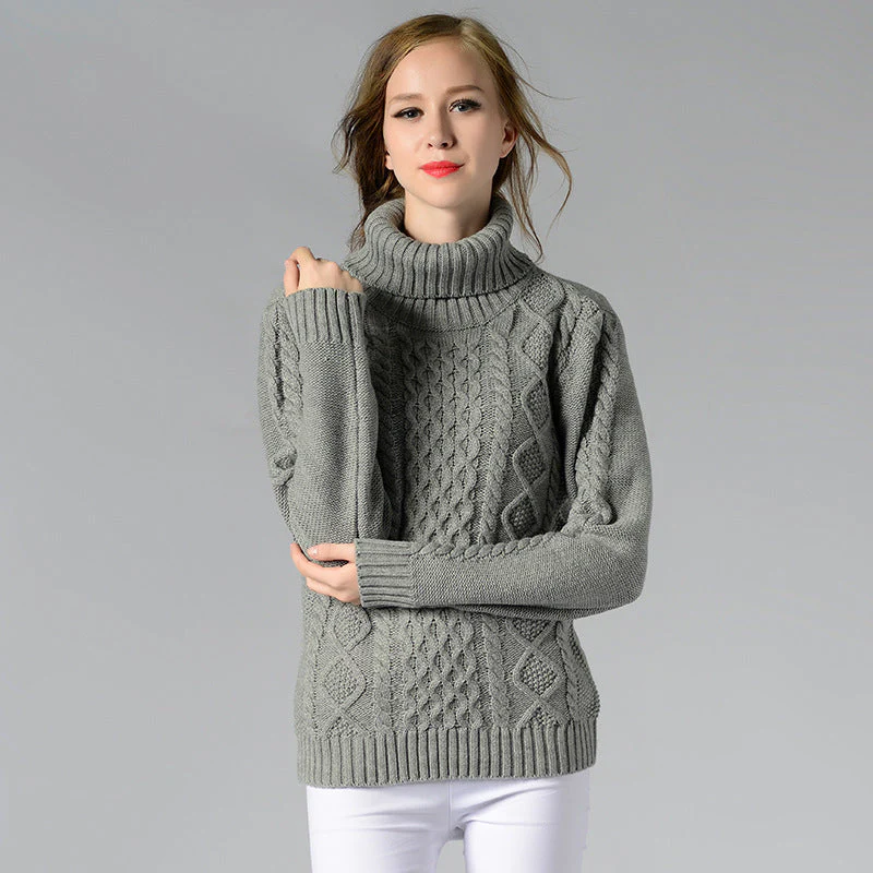 Heidi-Mode | Damen Rollkragenpullover mit Langen Ärmeln und Kabelstrick - Image 23