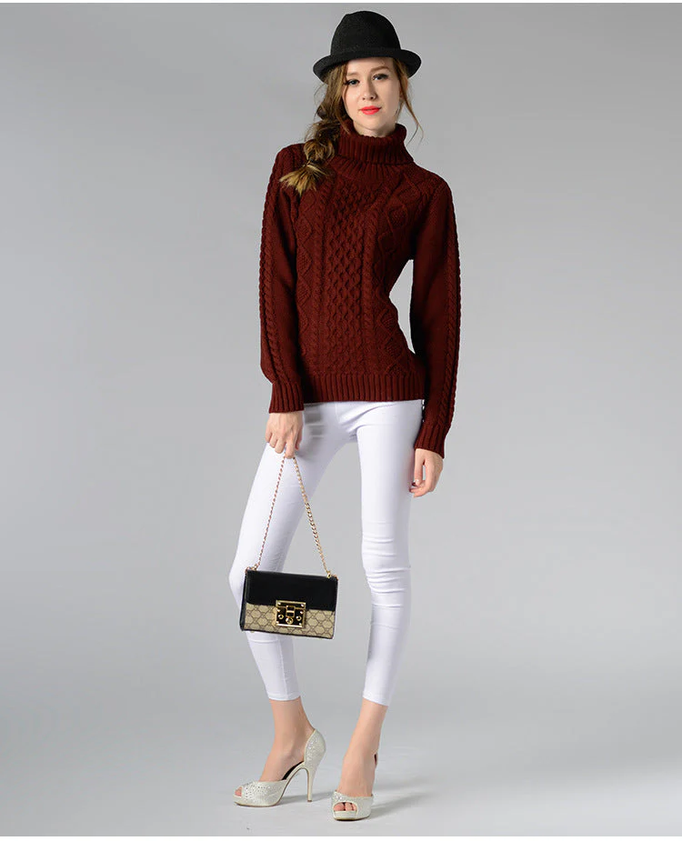 Heidi-Mode | Damen Rollkragenpullover mit Langen Ärmeln und Kabelstrick - Image 6