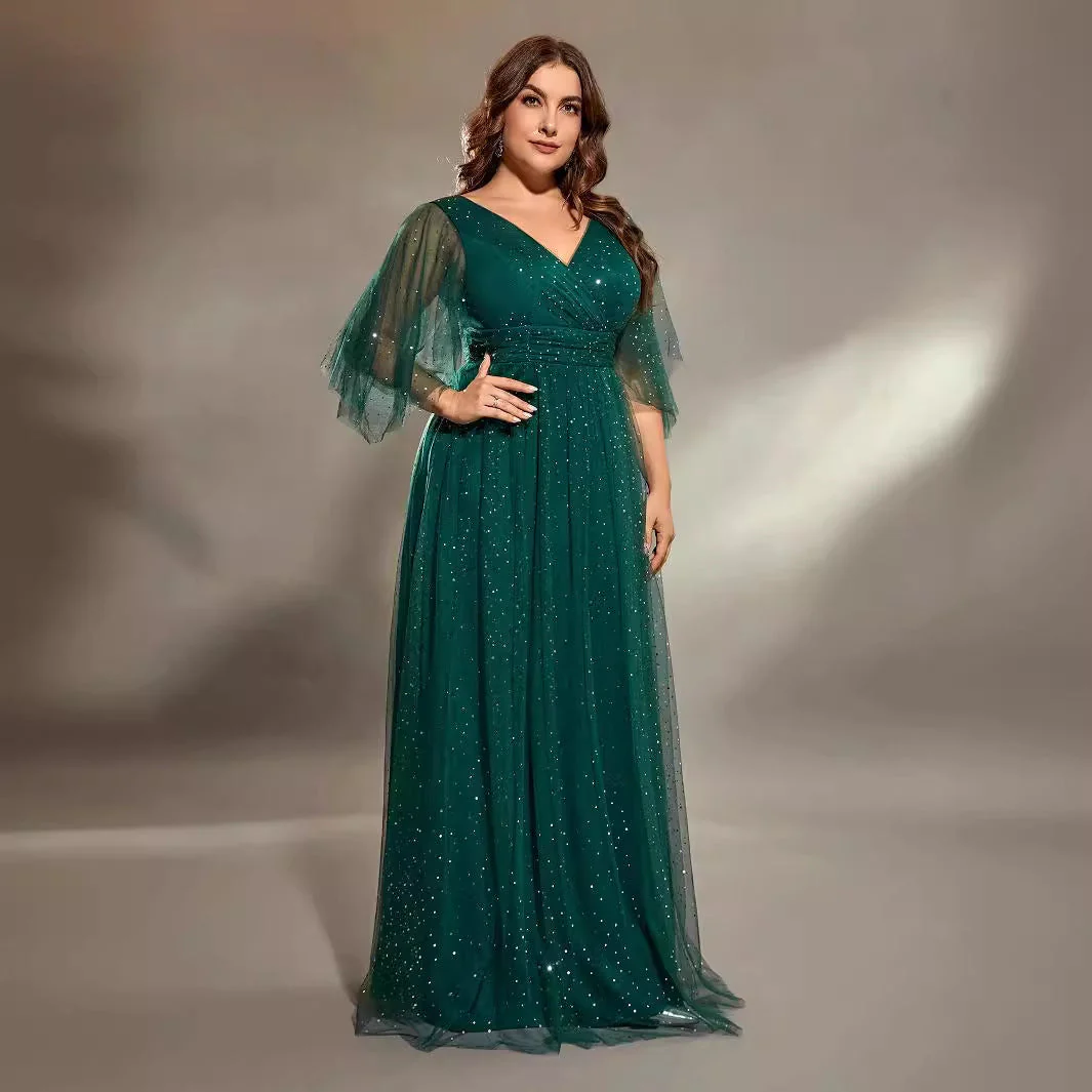Heidi-Mode | Cocktail Abendkleid Kor Kostüme Plus Size Lang Gastgeber Solo Grünes Kleid