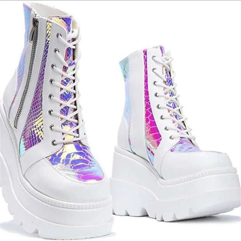 Heidi-Mode | Colorblock Schnürstiefel mit Hohem Absatz - Image 4