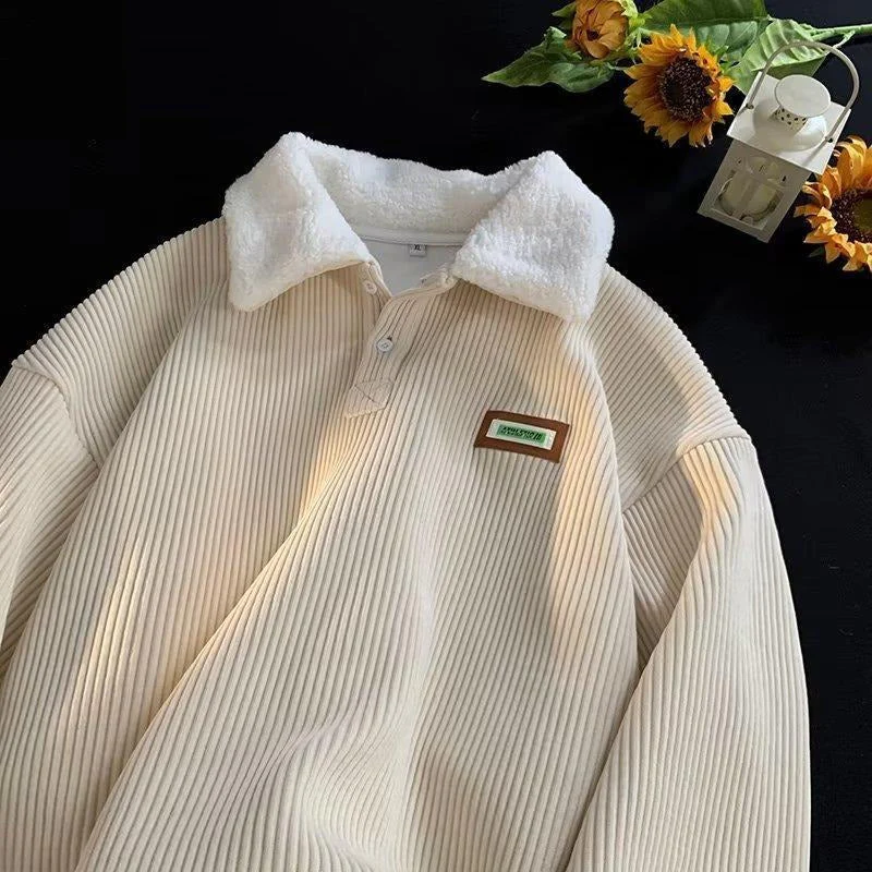 Heidi-Mode | Corduroy-Fleece-Kragenpullover