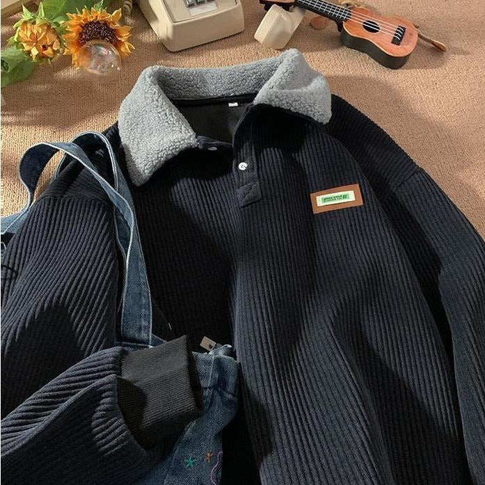 Heidi-Mode | Corduroy-Fleece-Kragenpullover - Image 2
