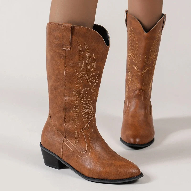 Heidi-Mode | Cowboy-Stiefel Hochwertige Damenstiefel mit Boho-Print - Image 11