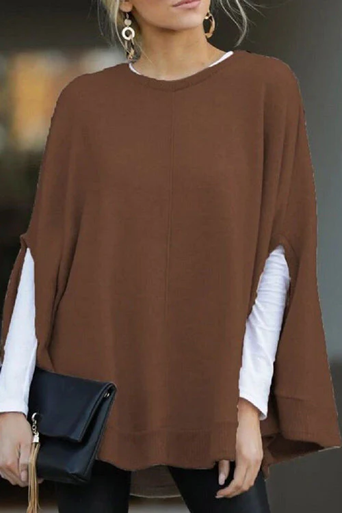 Heidi-Mode | Rosiedress Rundhals Batwing Ärmel Umhang Top