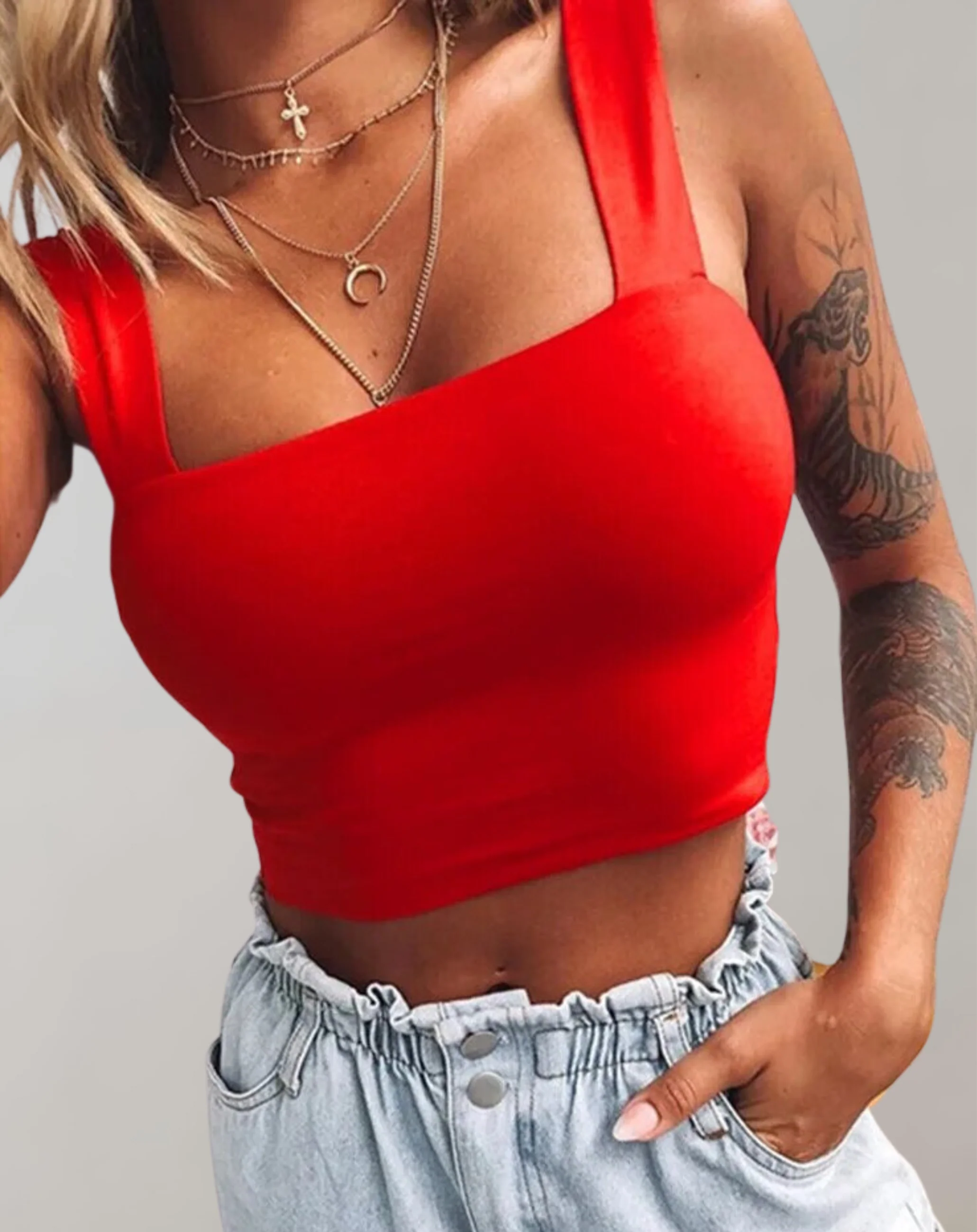 Heidi-Mode | Crop-Top Damen mit Ausschnitt - Image 3