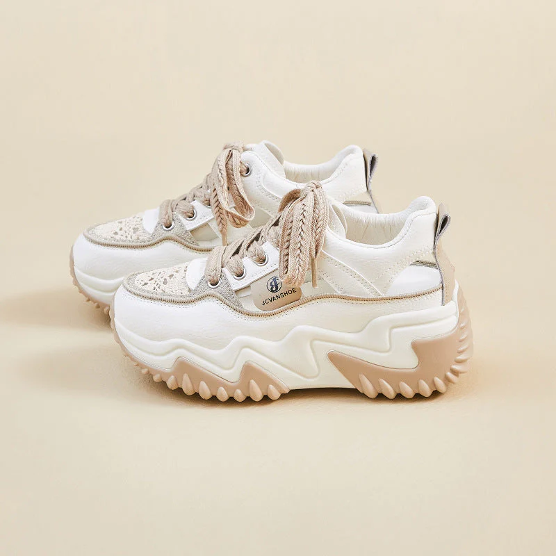 Heidi-Mode | Damen Atmungsaktive Vulkanisierte Plateau-Sneaker mit Dickem Boden - Image 11
